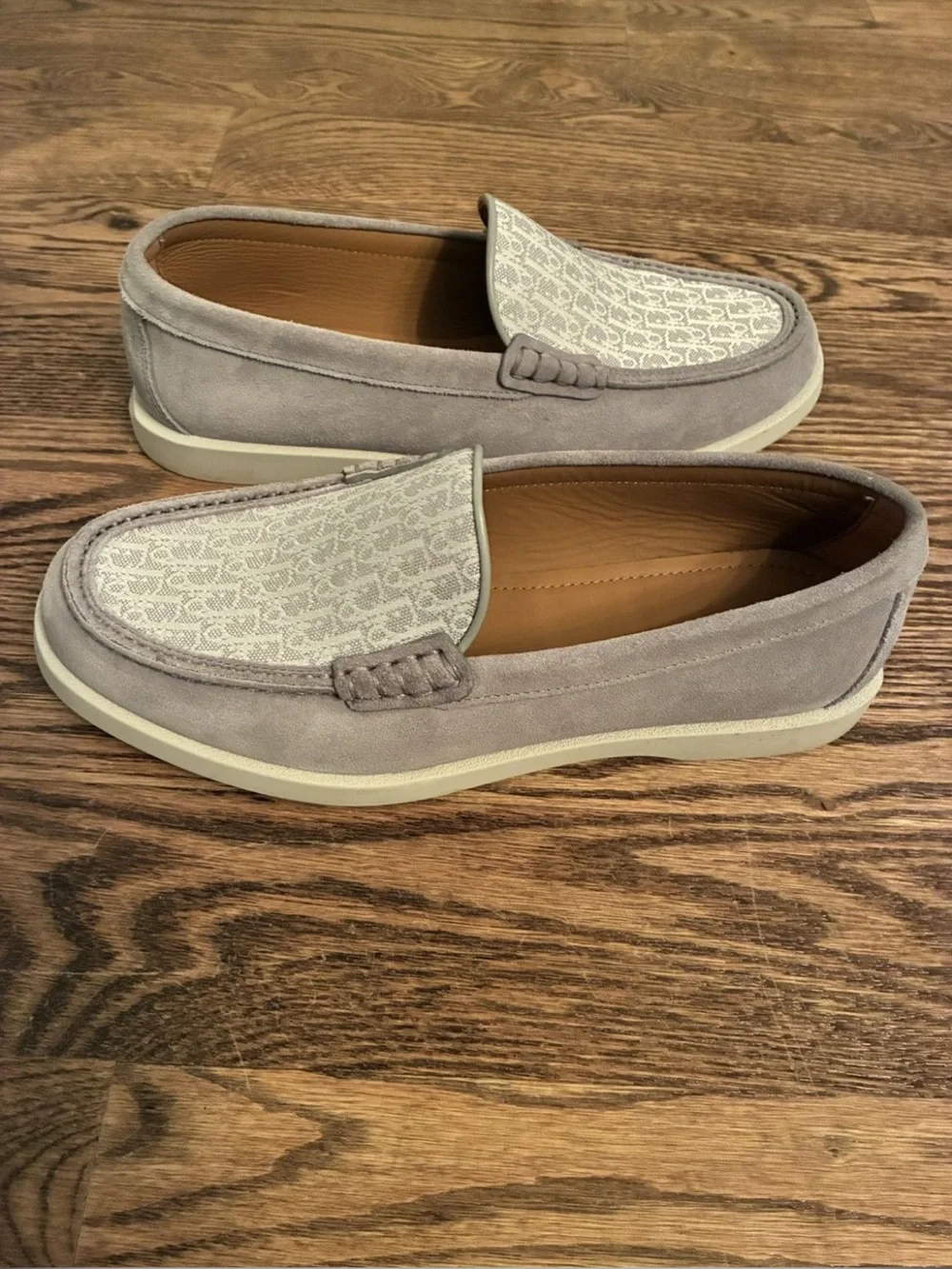Dior Men's Beige Canvas & Light Gray Suede Slip-On Loafers